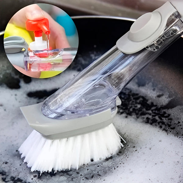Escova De Limpeza 2 Em 1 Dispenser Detergente Lava Louça