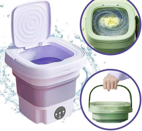 Mini Maquina De Lavar Roupas Dobrável Portatil 6,5 Litros Cor:Verde