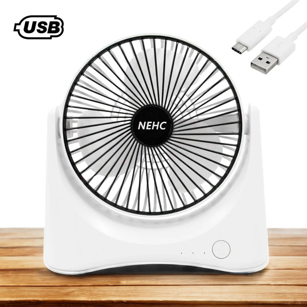 Mini Ventilador Portátil USB Recarregável De Mesa 3 Velocidades Cor:Preto