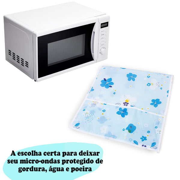 Capa Protetora Para Microondas Forno Eletrico Eletrodomesticos 85x35cm Estampa:Flor Azul