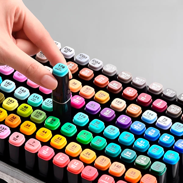 Kit Conjunto Marcadores com Estojo Ponta Dupla 60 Peças