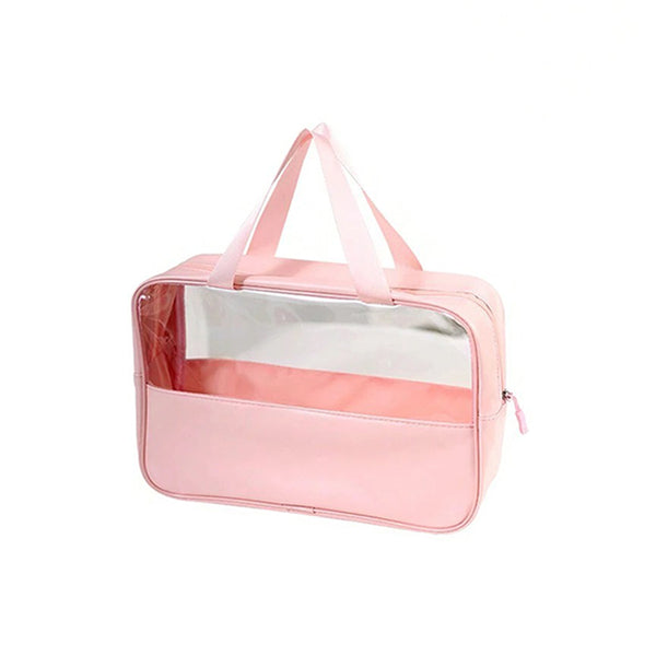 Necessaire Viagem Bolsa Dupla Organizador Maquiagem Lisa Cor:Rosa