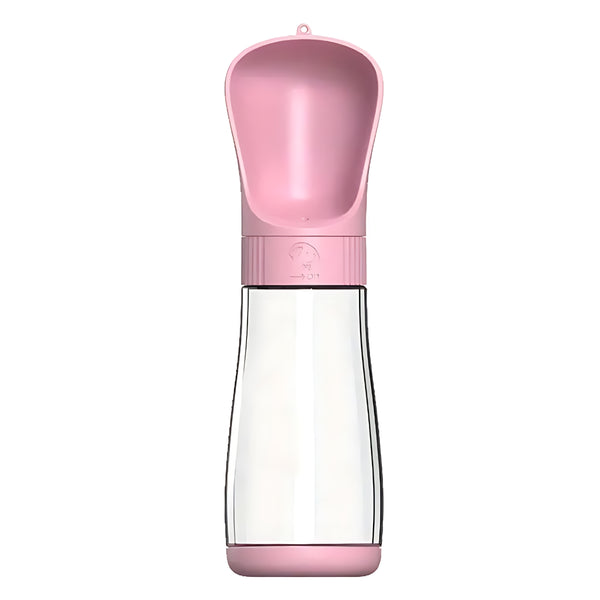 Garrafa Água Bebedouro Pet Passeio Com Trava Portátil 330ml Cor:Rosa