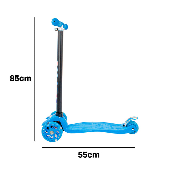 Patinete Regulável Infantil 4 Rodinhas Com Led Para Crianças Até 60Kg Cor:Azul