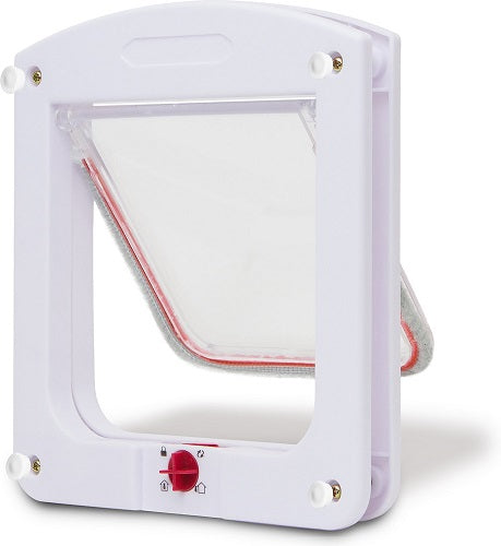 Porta Pet Door Para Cães E Gatos Ate 7kg Com Trava 4 Funçoes Cor:Branco