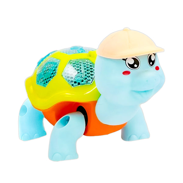 Tartaruga Brinquedo Infantil Dançante Som Luz Crianças Bebe Cor:Azul