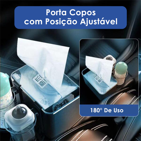 Organizador Porta Objetos Para Carro Veiculos Bolso Com Porta Copos Retratil Porta Trecos Cor:Preto