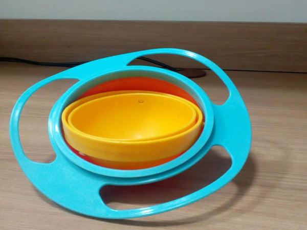 Potinho Tigela Prato Magico Infantil 360 Graus Para Bebes Cor:Laranja