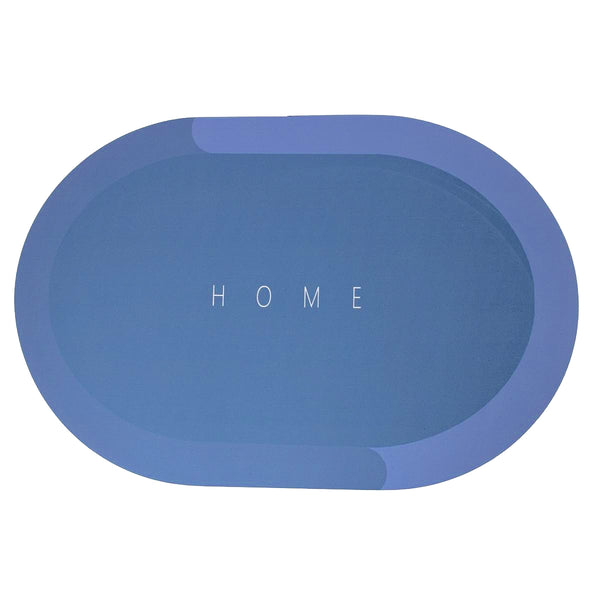 Tapete Superabsorvente de Secagem Rapida Antiderrapante Redondo Cor:Azul